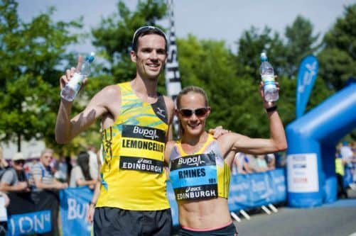 Mens 10k winner Andrew Lemoncello,left, and womens winner Jen Rhines. Picture: SNS