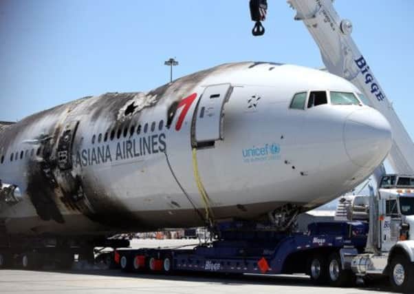 The wrecked fuselage of Asiana Airlines flght 214 sits in a storage area at San Francisco International Airport. Picture: Getty