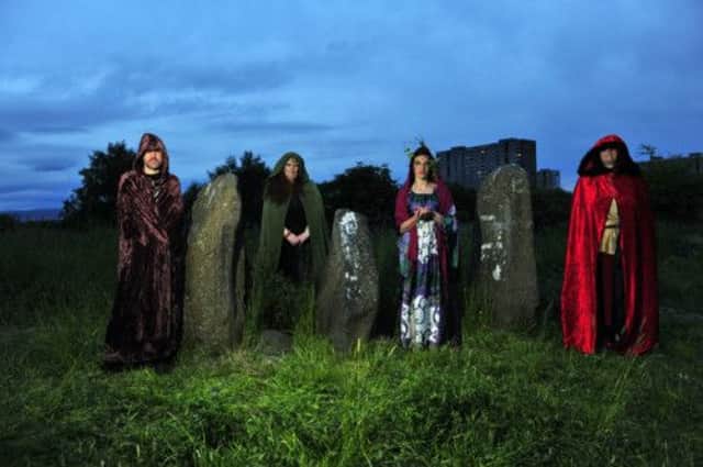 Druids celebrate the solstice, from left: David McGlone, Martine McFarlane, Simone Moir and Almare. Picture: Robert Perry