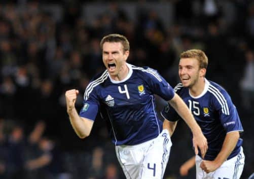 Stephen McManus scores the winner for Scotland against Lichtenstein in 2010. Picture: Ian Rutherford