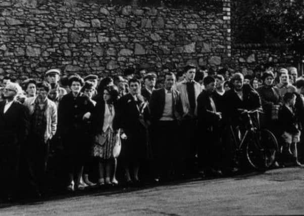 A crowd gathers outside Craiginches Prison for the last hanging in Scotland in 1963. Picture: Press and Journal