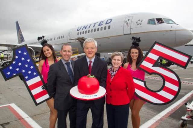 United Airlines celebrate the 15th anniversary of Glasgow to New York Flights. Picture: Peter Devlin