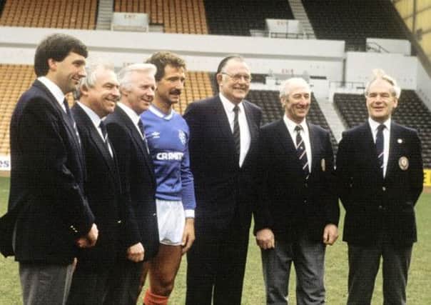 Jack Gillespie (second right), pictured at the unveiling of Graeme Souness as Rangers boss for the 1985/86 season. Picture: SNS