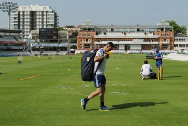 Englands Kevin Pietersen arrives at Lords during a nets session ahead of the second Ashes Test. Picture: PA