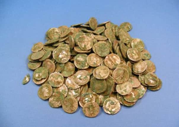 A hoard of Roman coins found at Ashkirk in the Scottish Borders. Picture: Contributed