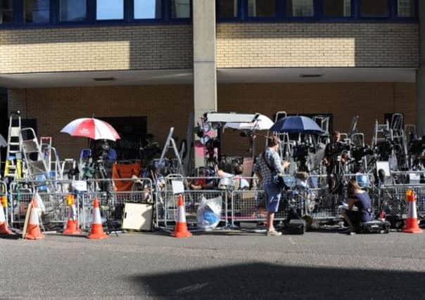 The media area outside the St. Mary's Hospital in Paddington as the UK prepares for the arrival of the Royal Baby. Picture: Getty