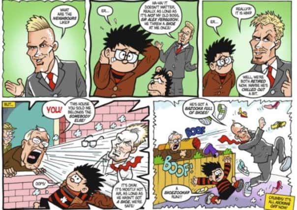 The Beano cartoon strip will feature David Beckham and Alex Ferguson.  Picture: PA/DC Thomson