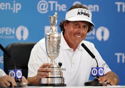 Phil Mickelson with The Open trophy. Picture: Getty