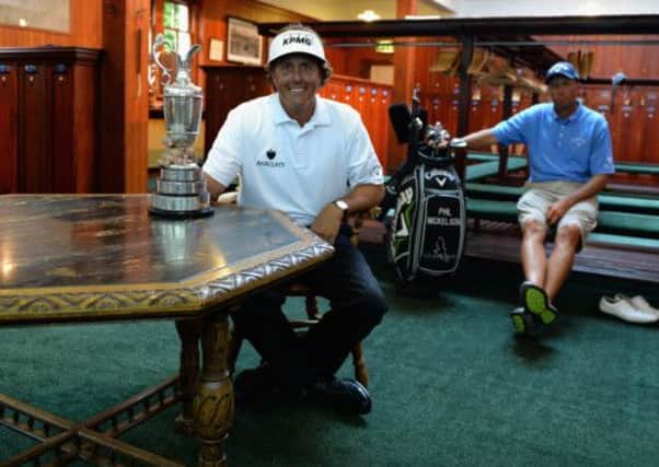 Phil Mickels and his caddie Jim Mackay. Picture: Getty