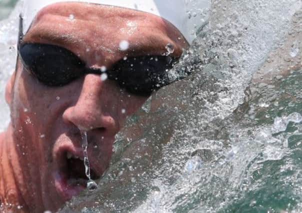 Spyridon Gianniotis of Greece swims to victory in the Open Water Mens 10k race. Picture: Getty Images