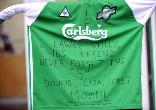 One of many tributes seen at Easter Road. Picture: Jane Barlow