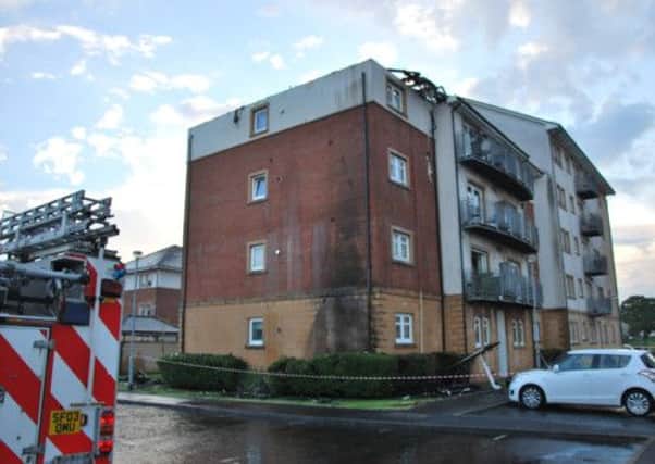 the lightning cause a roof to catch fire in Greenock. Picture: Scottish Fire and Rescue