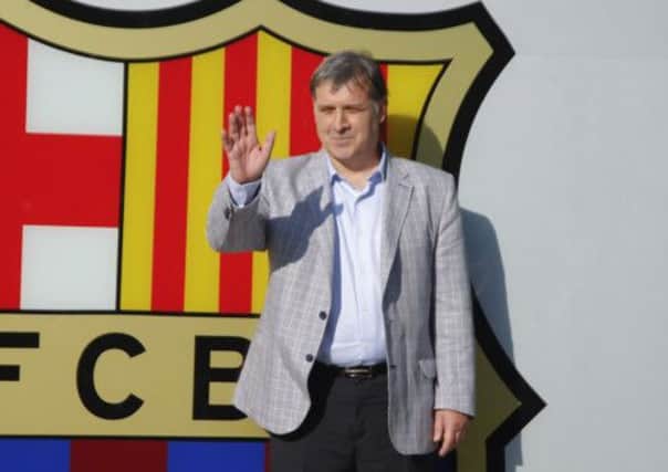 Gerardo Martino gives his first press conference since being appointed Barcelona manager. Picture: Getty