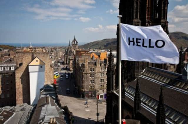 Capital's top attractions won't surrender to artist's 'Hello' welcome for art festival visitors. Picture: Stuart Armitt