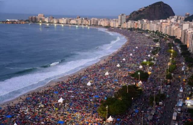 Rios Copacabana beach formed the arena where Pope Francis performed the final mass of his tour. Picture: AFP/Getty Images
