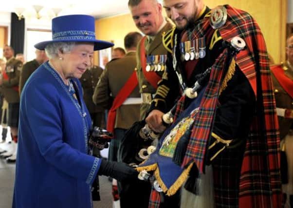 The Queen meeting the Royal Scots Borderers at Dreghorn Barracks earlier this month. Picture: Jane Barlow
