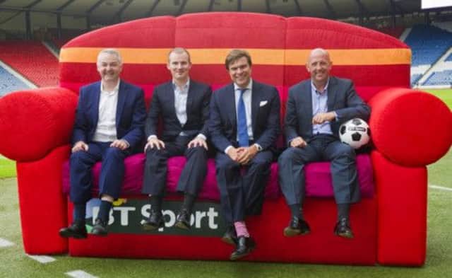 Chief of TV at BT Retail Marc Watson (2nd right) with Derek Rae, Darrell Currie and Gary McAllister. Picture: SNS