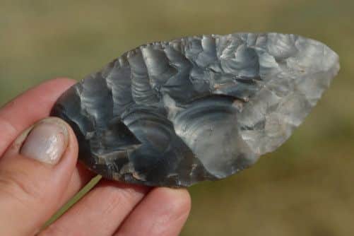 A flaked flint knife found at the site. Picture: Contributed