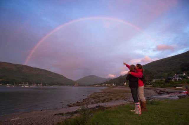 This vivid rainbow appeared in the seaside town of Lochranza on the Island of Arran. Picture: John Linton