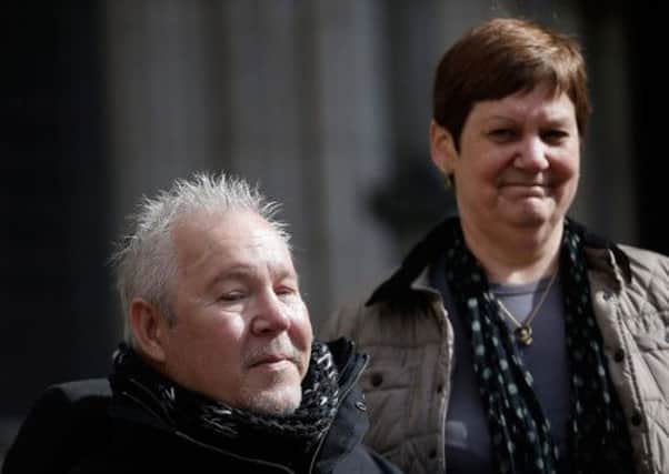 Paul Lamb, left, and Jane Nicklinson, wife of Tony, outside the Court of Appeal. Picture: Getty