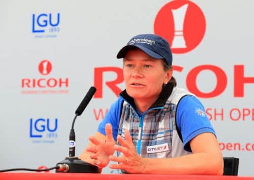 Catriona Matthew at a pre-tournament press conference. Picture: Getty
