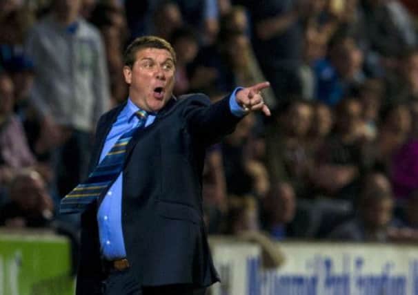 St Johnstone manager Tommy Wright gestures during his side's victory over Rosenborg. Picture: SNS