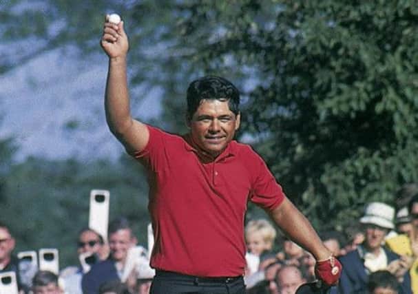 Lee Trevino celebrates his US Open victory at Oak Hills in 1968. Picture: James Drake