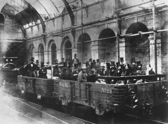 William Ewart Gladstone with officials of the Metropolitan Railway Company, on an inspection tour of the world's first underground line in May 1862. Picture: Getty