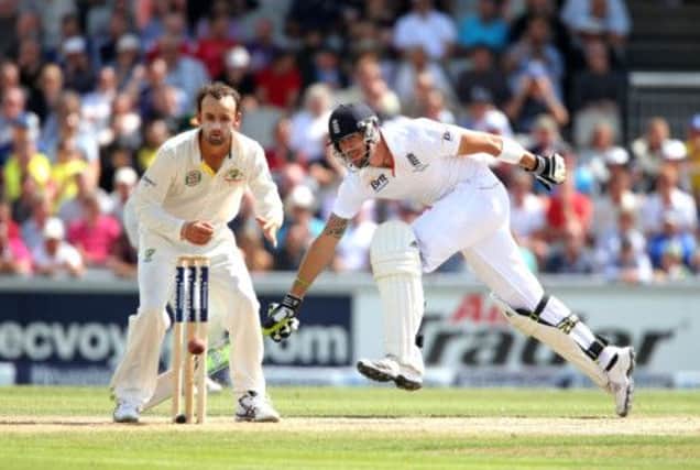 Kevin Pietersen, pictured, and Ian Bell produced vital knocks at Old Trafford but England aren't yet assured of avoiding the follow-on. Picture: PA