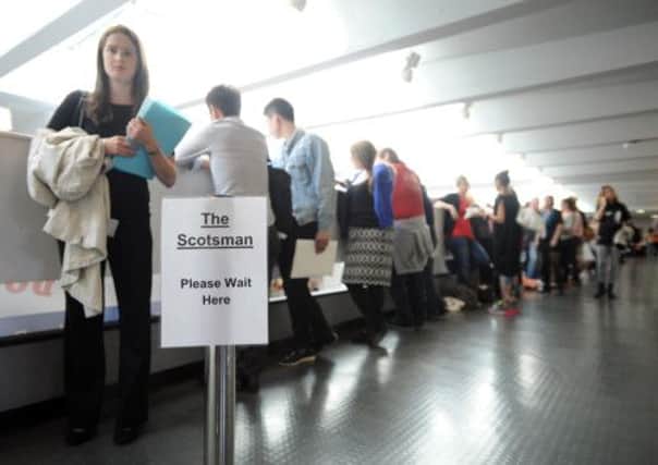 Performers queue up to meet The Scotsman at Fringe Central in the Appleton Tower. Picture: Jane Barlow