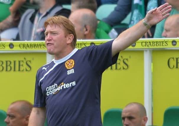 Motherwell manager Stuart McCall shouts instructions during the match between Hibernian and Motherwell. Picture: Getty