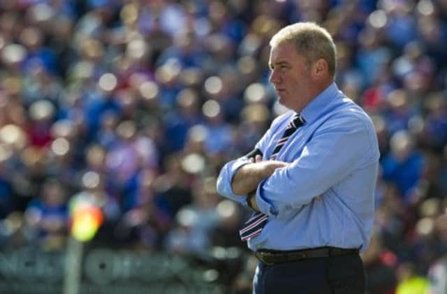 Ally McCoist cut a beleaguered figure as Rangers slumped to a humiliating defeat at Forfar on Saturday. Picture: SNS