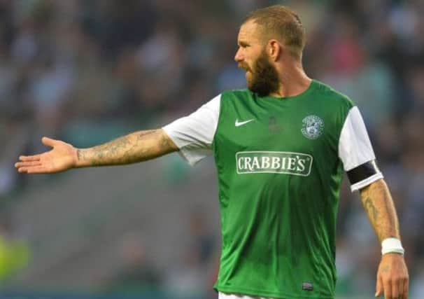 Rowan Vine played in both legs of Hibs' ill-fated tie against Malmo, but he was suspended for the first league game of the season against Motherwell. Picture: Getty