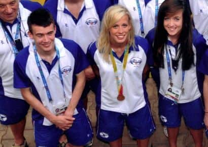 Lynsey Sharp, centre, with Eilish McColgan and Chris OHare at the Commonwealth Youth Games in Pune, India, in 2008. Picture: Contributed