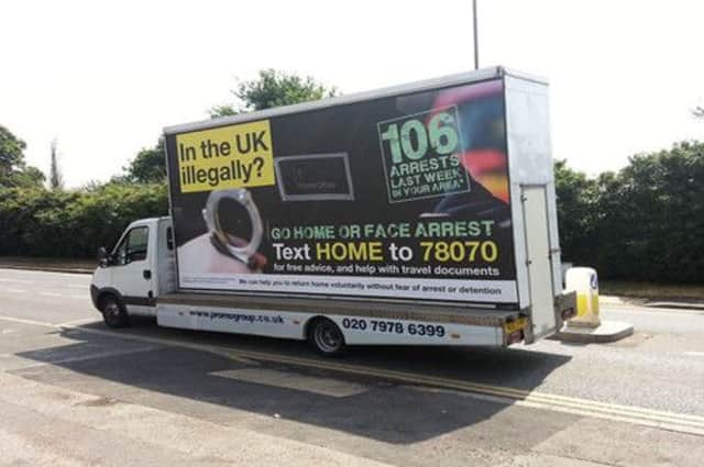 One of the controversial Home Office vans that have been deployed in six London boroughs in a pilot scheme. Picture: PA