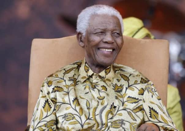 Nelson Mandela: Sitting up in bed. Picture: Getty