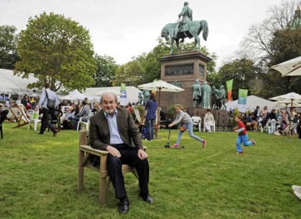Salmon Rushdie at the Edinburgh International Book Festival in Charlotte Square yesterday, where he was giving a talk. Picture: Phil Wilkinson