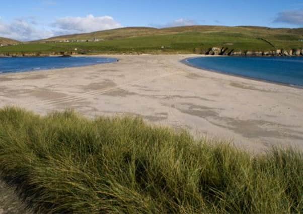 St Ninian's Isle, a 'sand tombolo', has been ranked among the best swims in the world. Picture: Complimentary