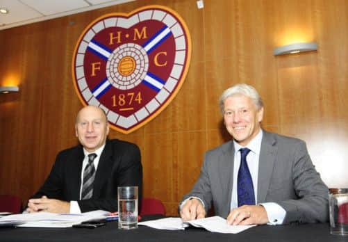 Bryan Jackson (left) and Peter Duff of BDO at the creditors meeting yesterday. Picture: SNS