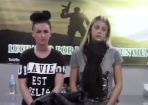 Michaella McCollum Connolly, left and Melissa Reid, right, are seen facing police questioning. Picture: Complimentary