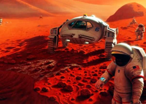 An artist's impression of humans landing on Mars. Picture: NASA