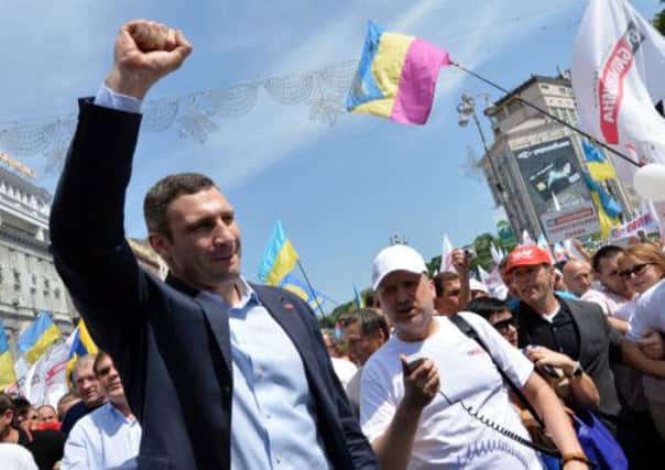 Vitali Klitschko is a popular figure in Ukraine and serves as an MP, as well as being a WBC boxing champion. Picture: Getty
