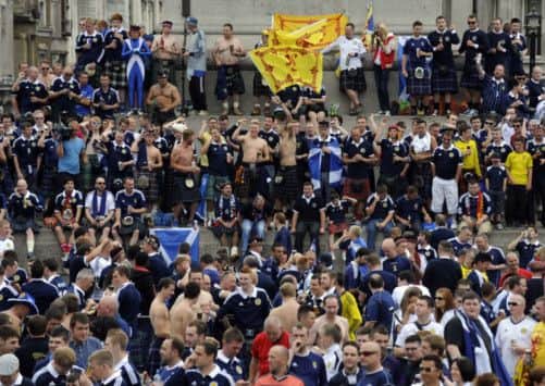 Thousands of Tartan Army footsoldiers descended on their traditional stamping ground of Trafalgar Square. Picture: Phil Wilkinson