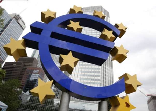 The Euro logo is seen in front of the European Central Bank (ECB) building. Picture: Getty
