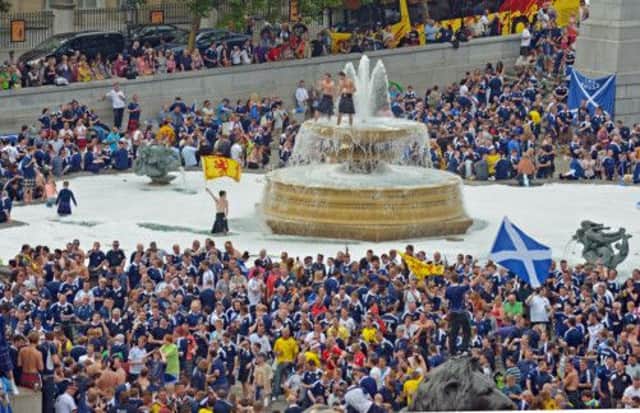 Scotland fans gather in Trafalgar Square. Picture: Phil Wilkinson
