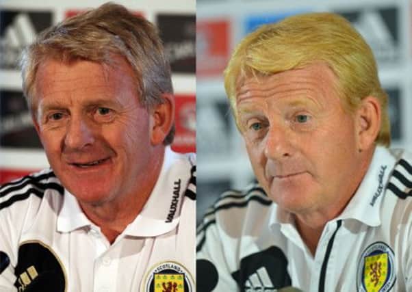 Strachan in February 2013 (left) and in the run-up to the England game. Pictures: Getty