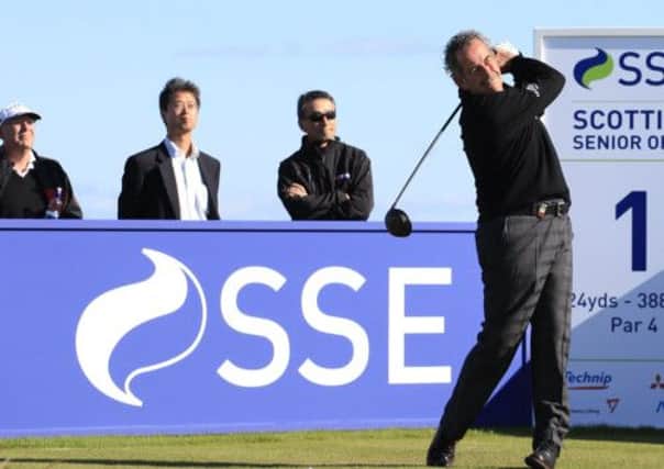 Sam Torrance tees off at St Andrews yesterday in the first round of the Scottish Senior Open. Picture: Getty