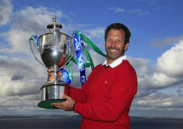 Santiago Luna celebrates his win at Fairmont St Andrews, his first silverware since 1995. Picture: Getty