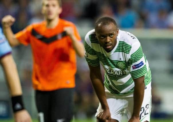 Celtic's Steven Mouyokolo looks on at the end of his side's 2-0 loss in Astana. Picture: SNS