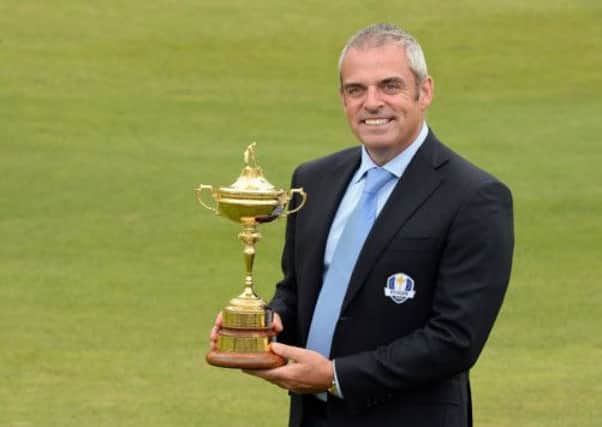 Paul McGinley, the European Ryder Cup Captain, with the Ryder Cup Trophy. Picture: Getty